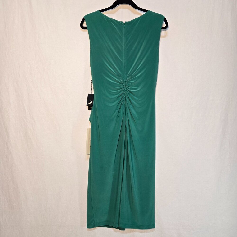ADRIANNA PAPELL Old Money Stretchy Emerald Sleeveless Shift Dress Size 12 NEW! - Picture 2 of 16
